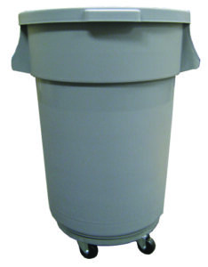 44 Gallon Grey Container Pail with Lid and Dolly-0